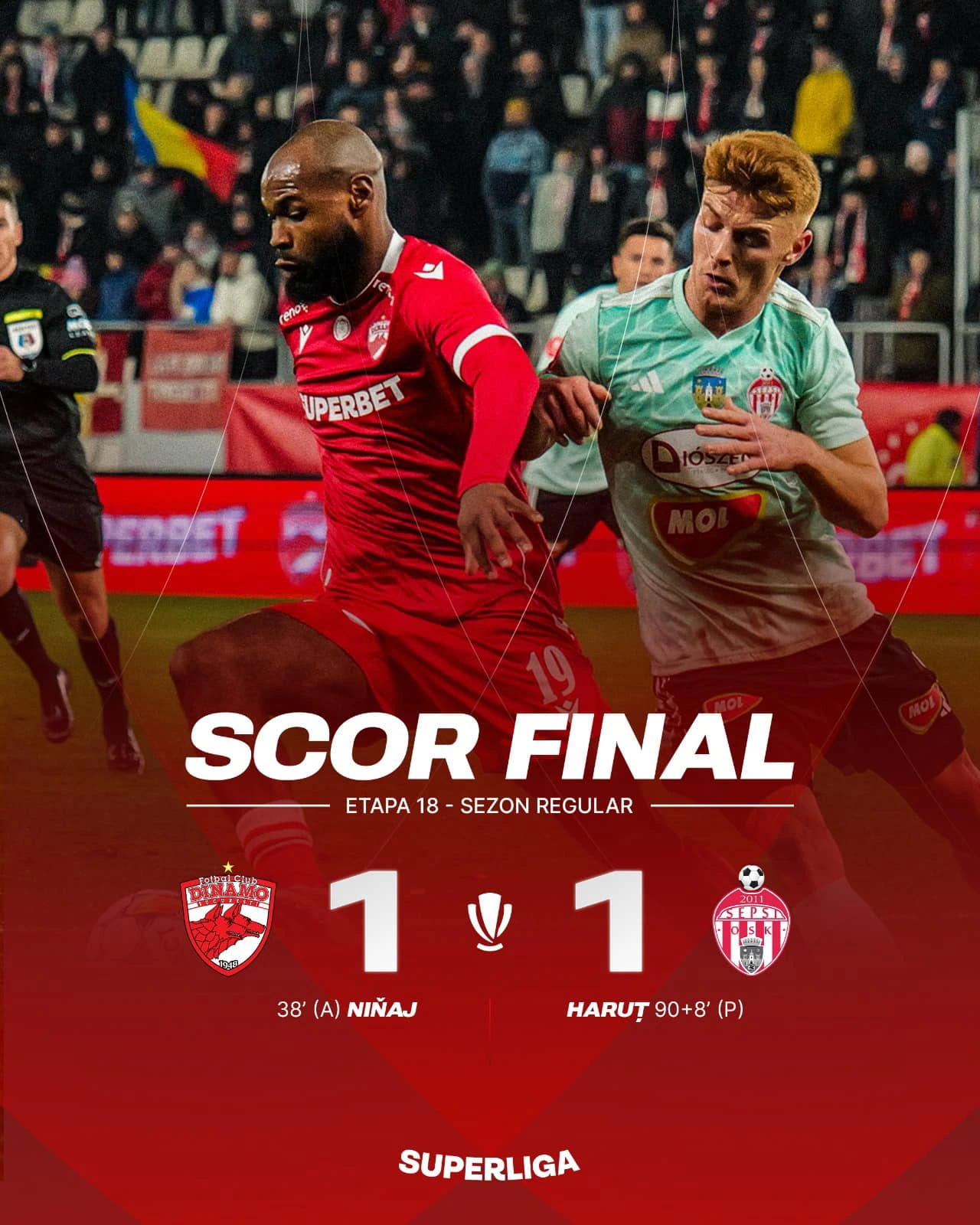 Dinamo - Sepsi 1-1 etapa 18 Superliga