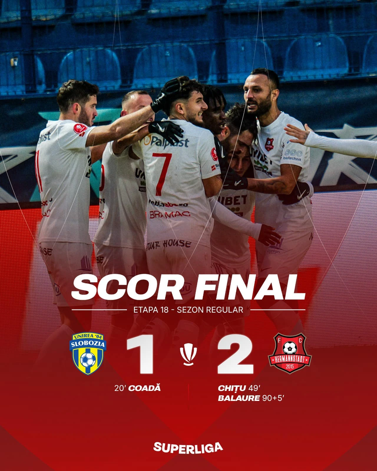 Unirea Slobozia - Hermannstadt 1-2 etapa 18 Superliga