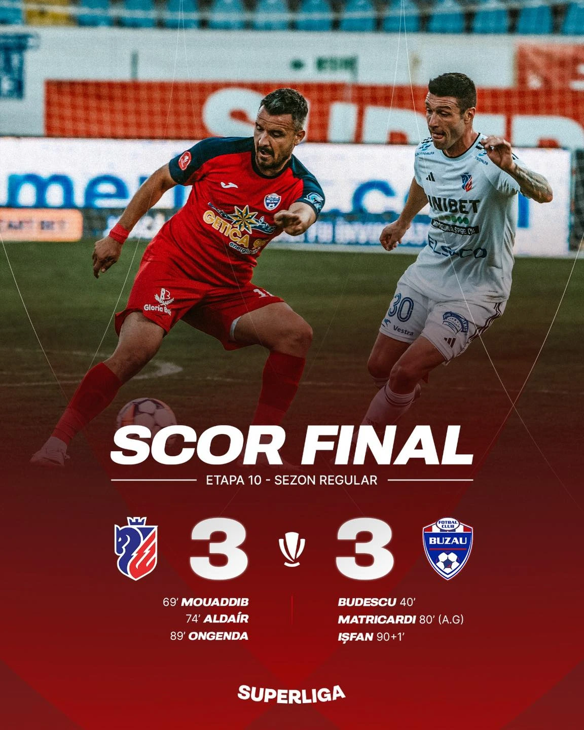 FC Botoșani și Gloria Buzău au deschis etapa 10 cu un meci spectaculos, cu răsturnări de situație și dramatism până în ultimele secunde.