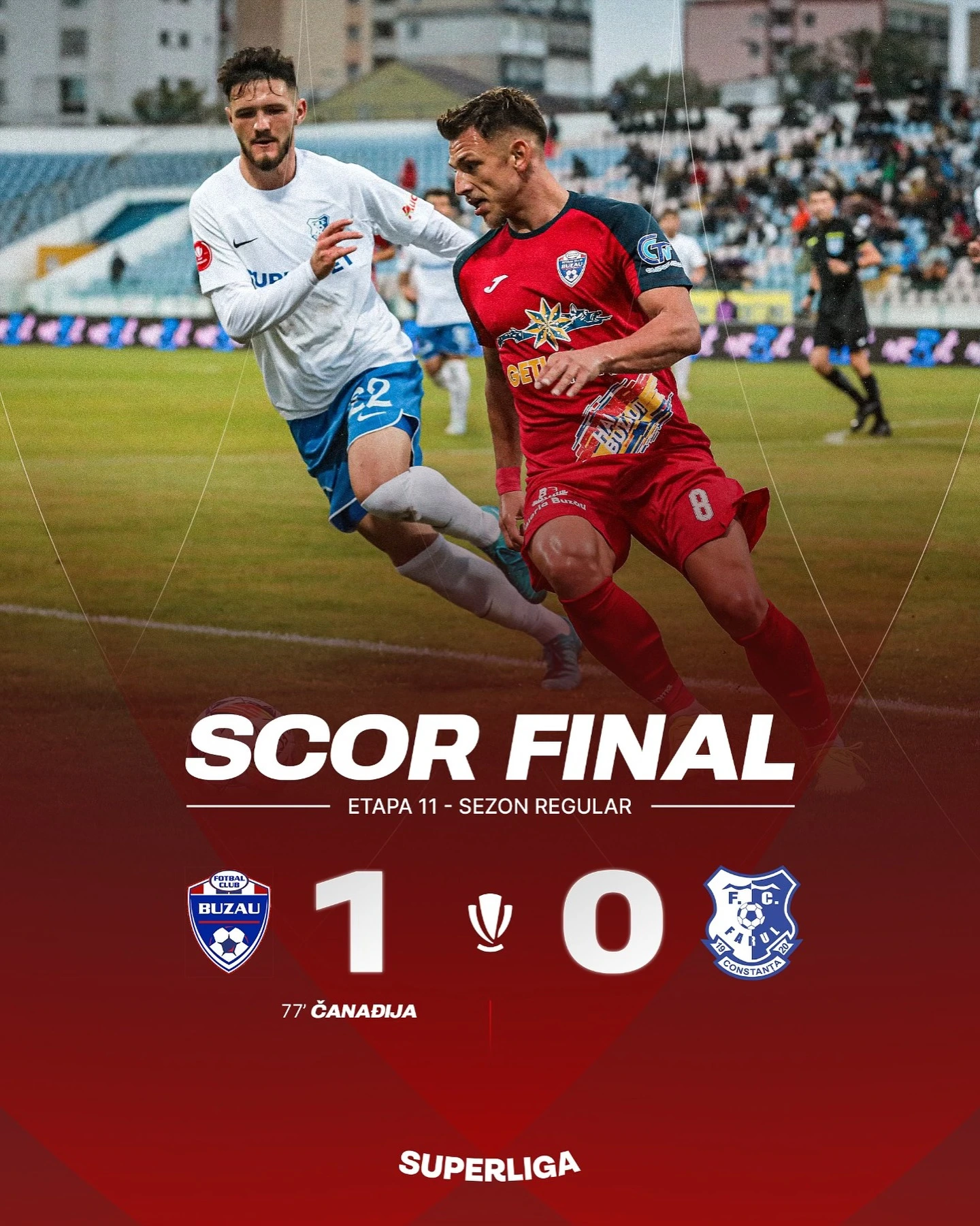 Gloria Buzău - Farul Constanța 1-0 etapa 11 Superliga