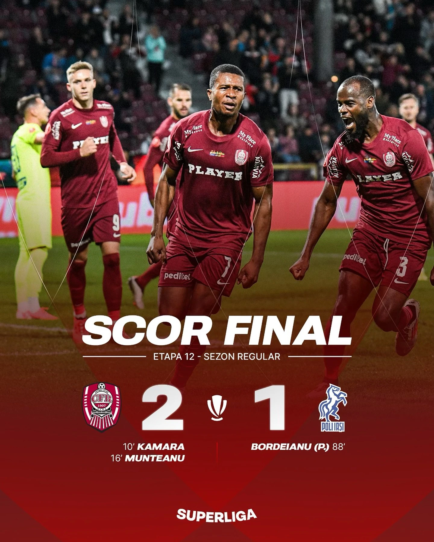 CFR Cluj - Poli Iasi 2-1 etapa 12 Superliga