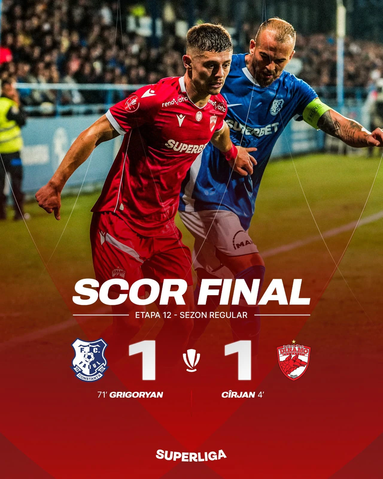 Farul - Dinamo 1-1 etapa 12 Superliga