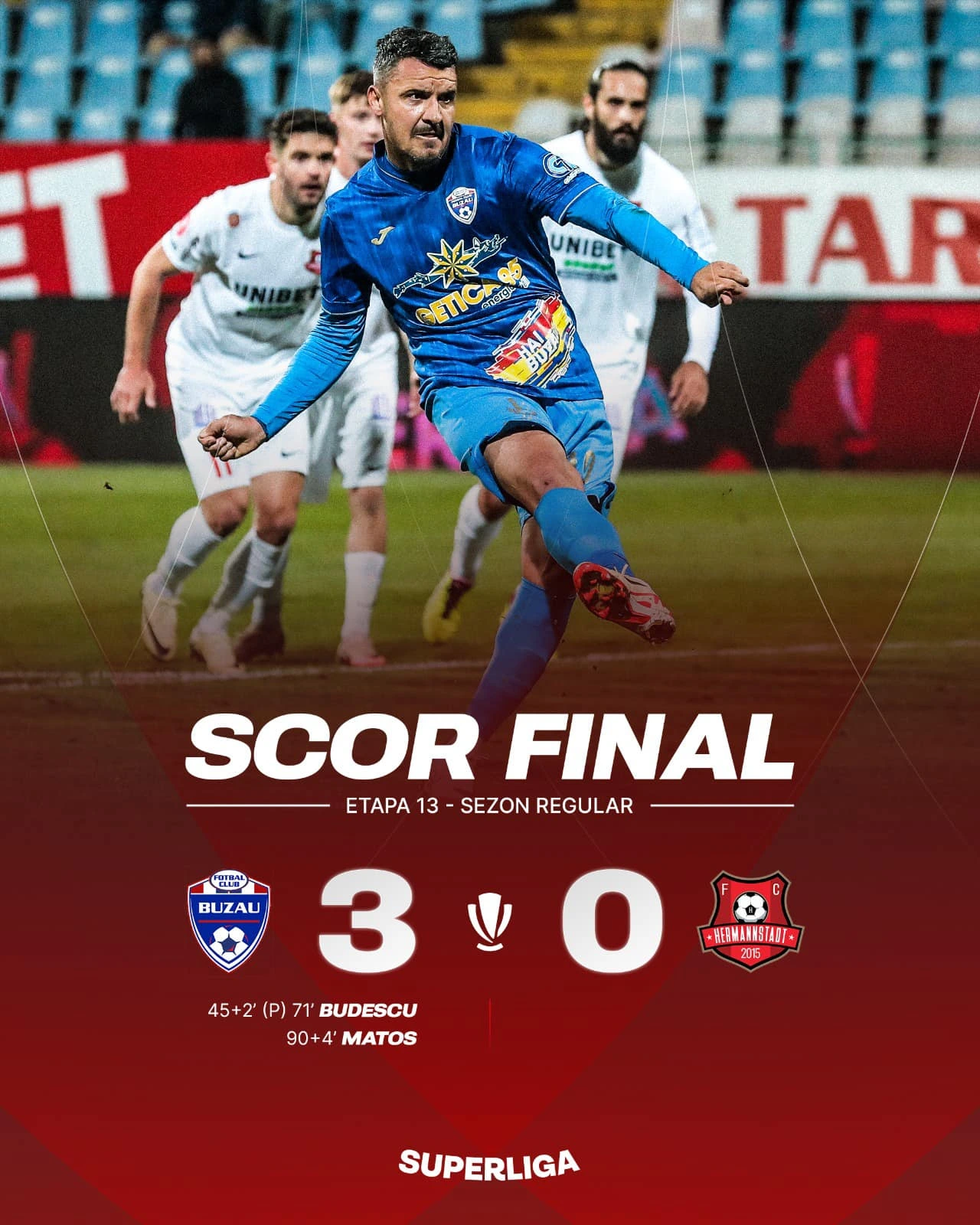 Gloria Buzău - Hermannstadt 3-0 etapa 13 Superliga. Budescu Show