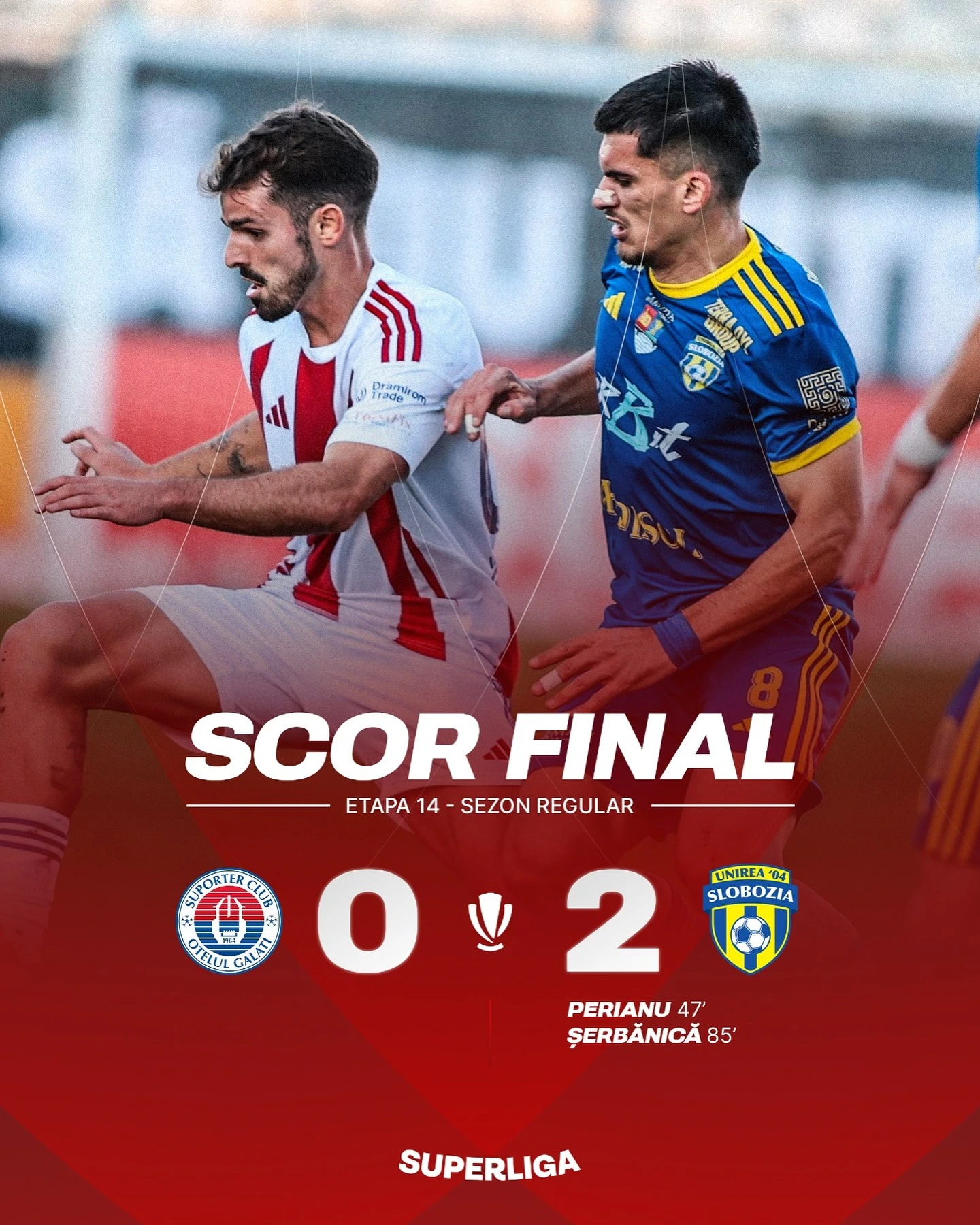 Oțelul Galați - Unirea Slobozia 0-2 etapa 14 Superliga