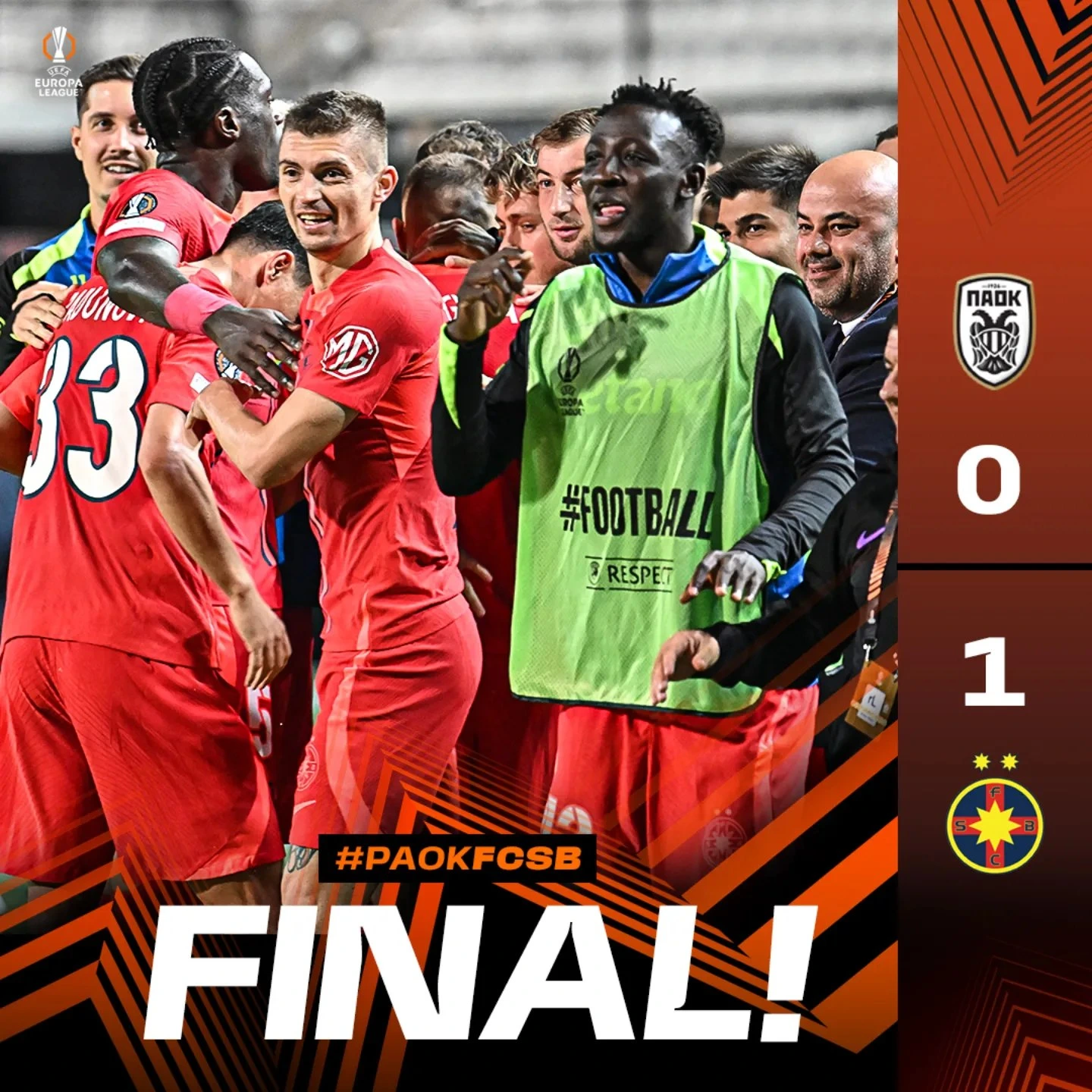 PAOK - FCSB 0-1. Daniel Bîrligea a marcat golul victoriei pentru FCSB care ramane pe locul 4 in clasamentul Europa League