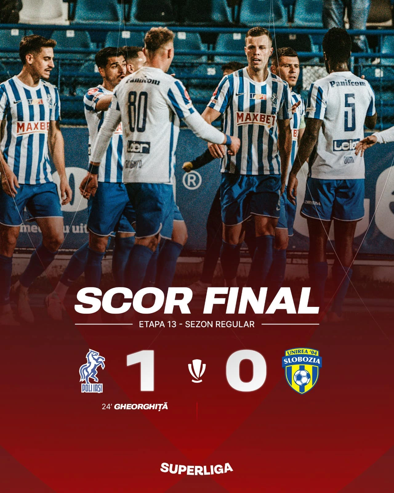Poli Iași - Unirea Slobozia 1-0 etapa 13 Superliga
