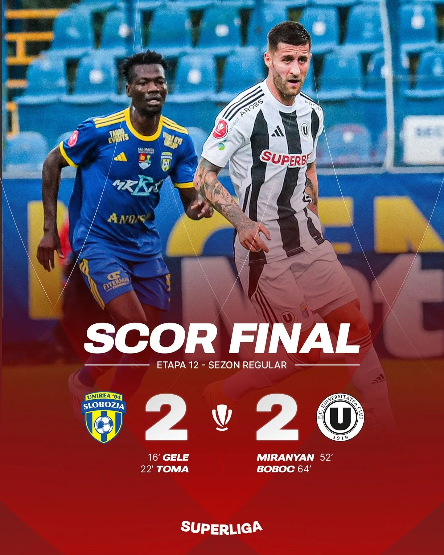 Unirea Slobozia - U Cluj 2-2 etapa 12 Superliga