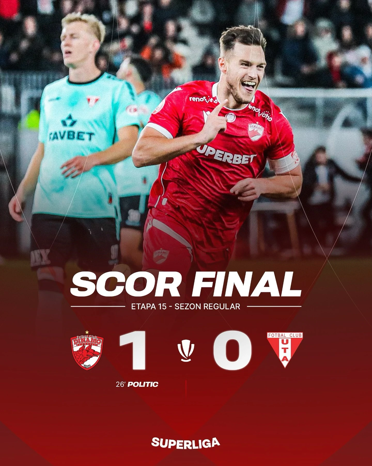 Dinamo - UTA Arad 1-0 etapa 15 Superliga