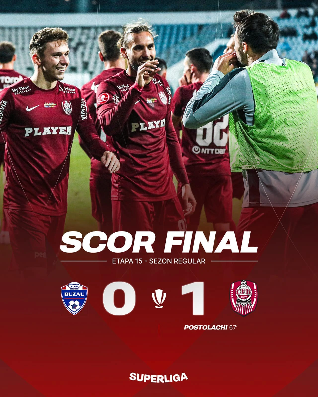 Gloria Buzău - CFR Cluj 0-1 etapa 15 Superliga