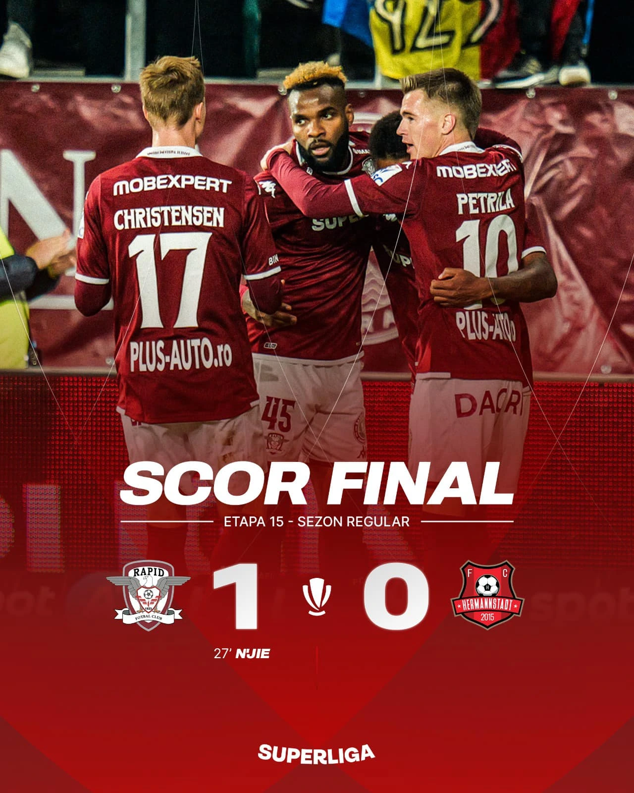 Rapid Bucuresti - Hermannstadt 1-0 etapa 15 Superliga