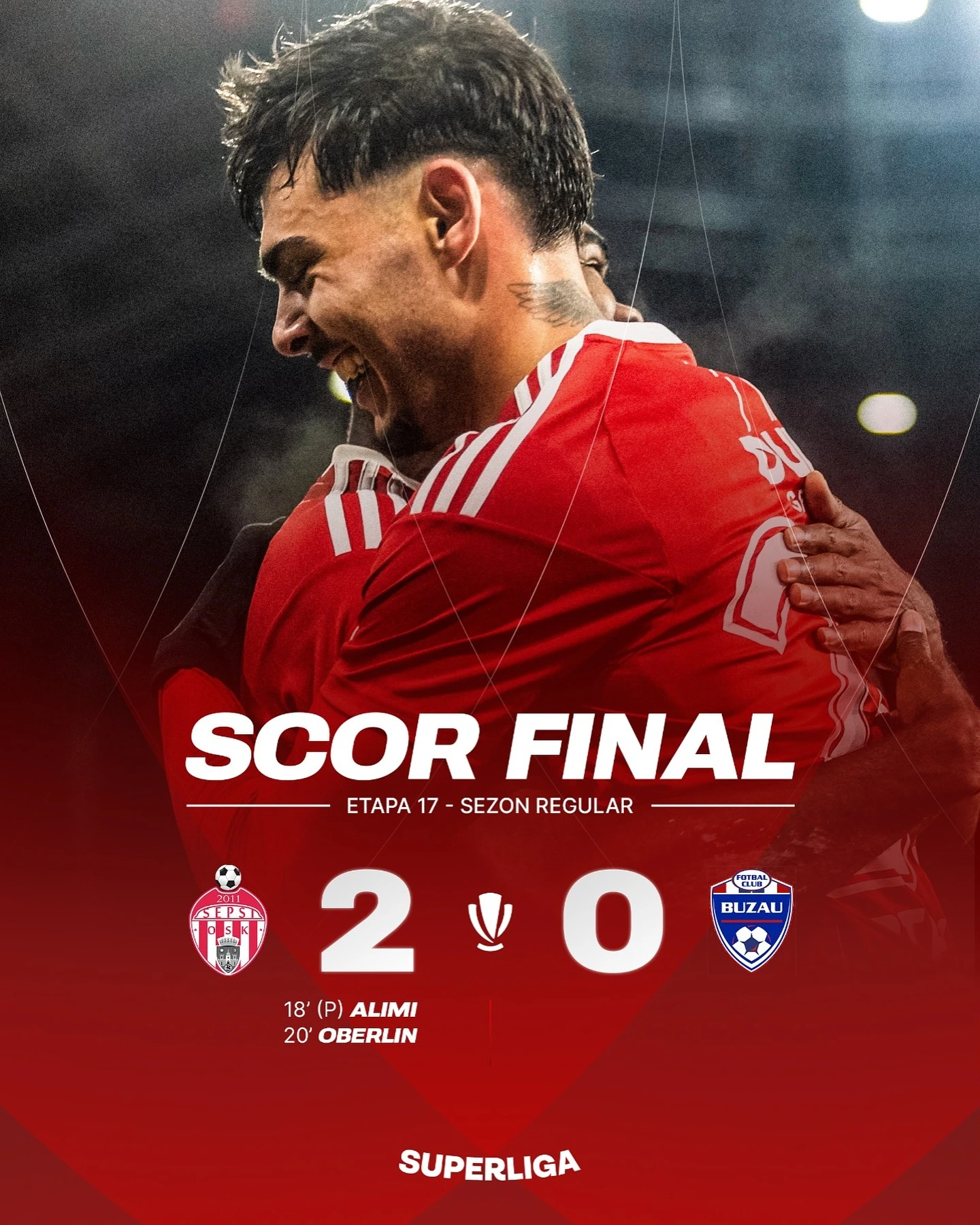 Sepsi OSK - Gloria Buzau 2-0 etapa 17 Superliga