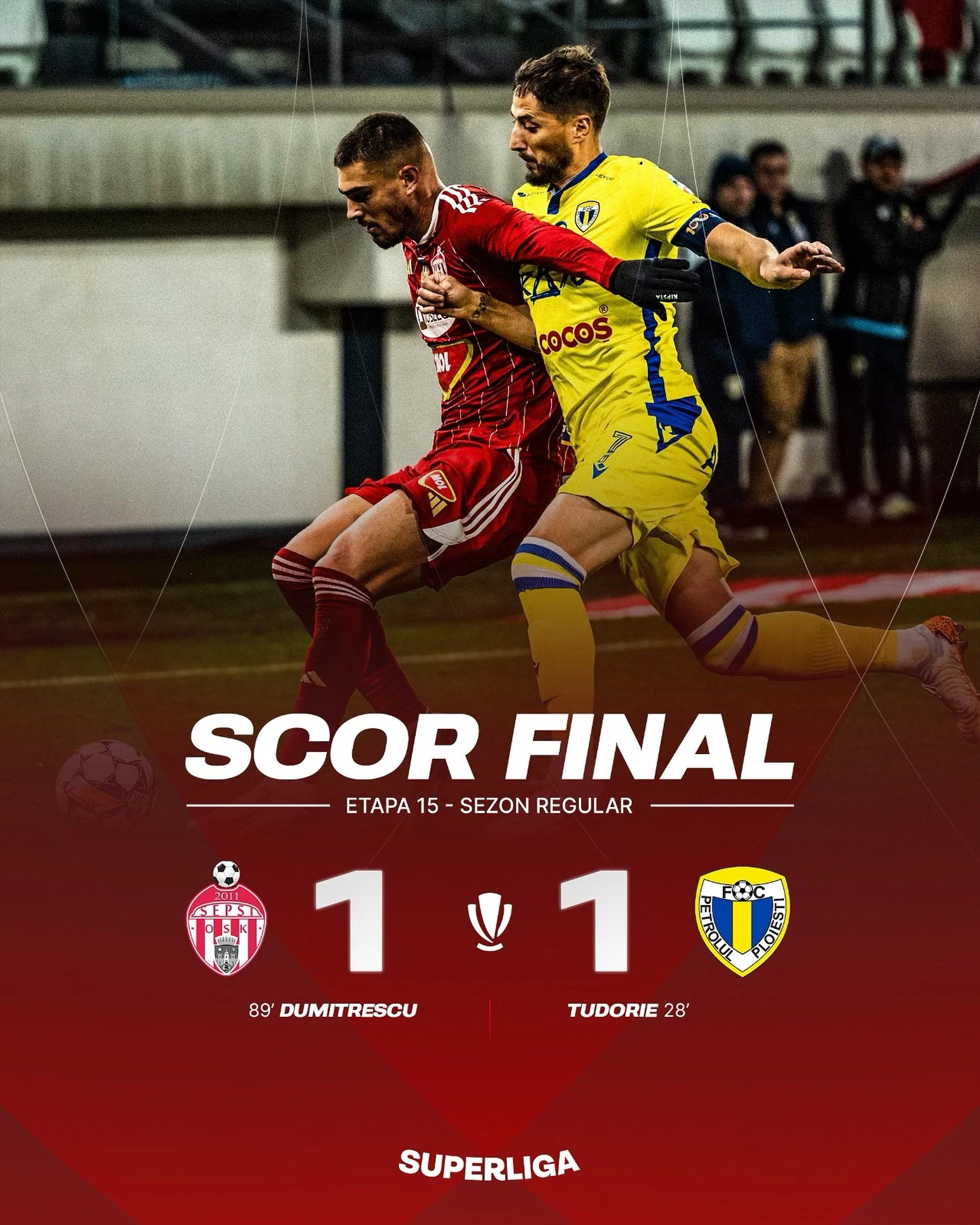 Sepsi Sfantu Gheorghe - Petrolul Ploiesti 1-1 etapa 15 Superliga