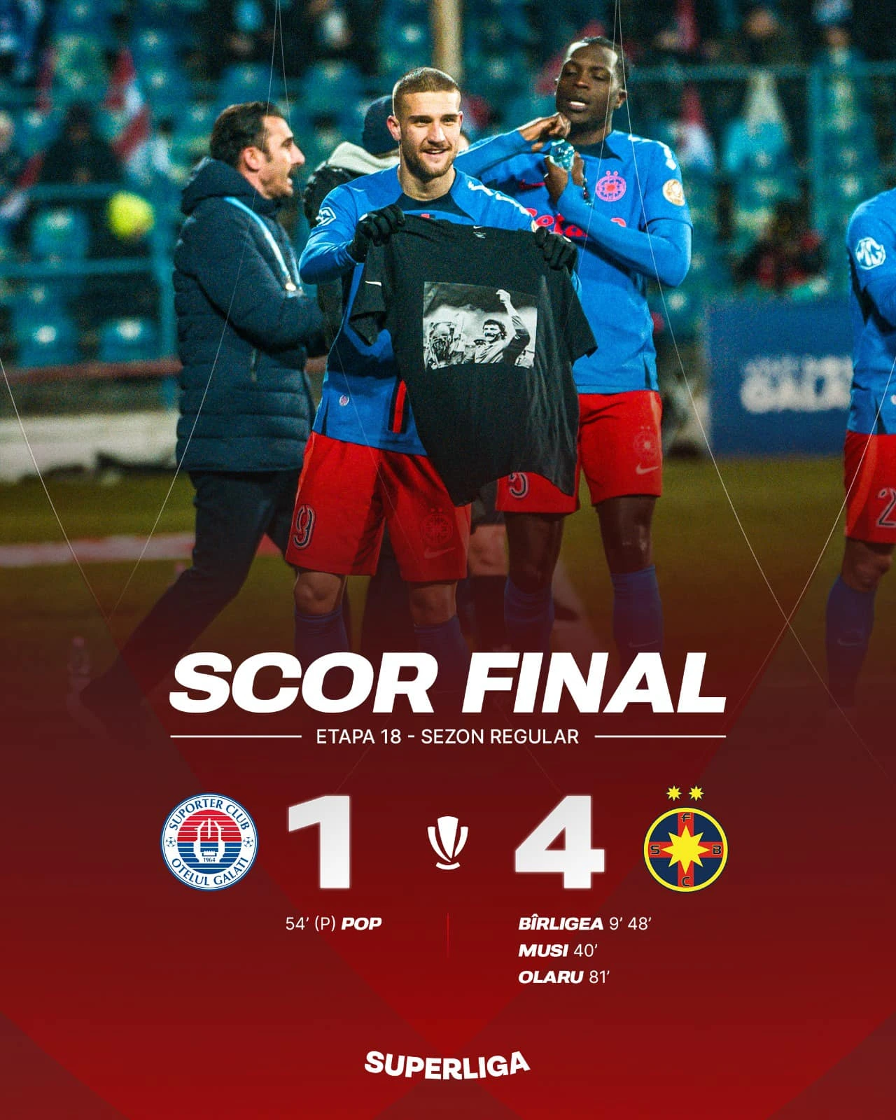 Otelul Galati - FCSB 1-4 etapa 18 Superliga