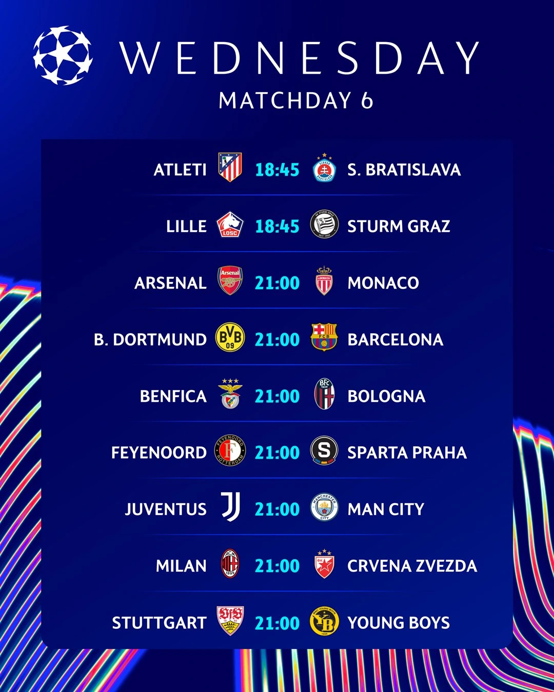 Programul de miercuri Champions League
