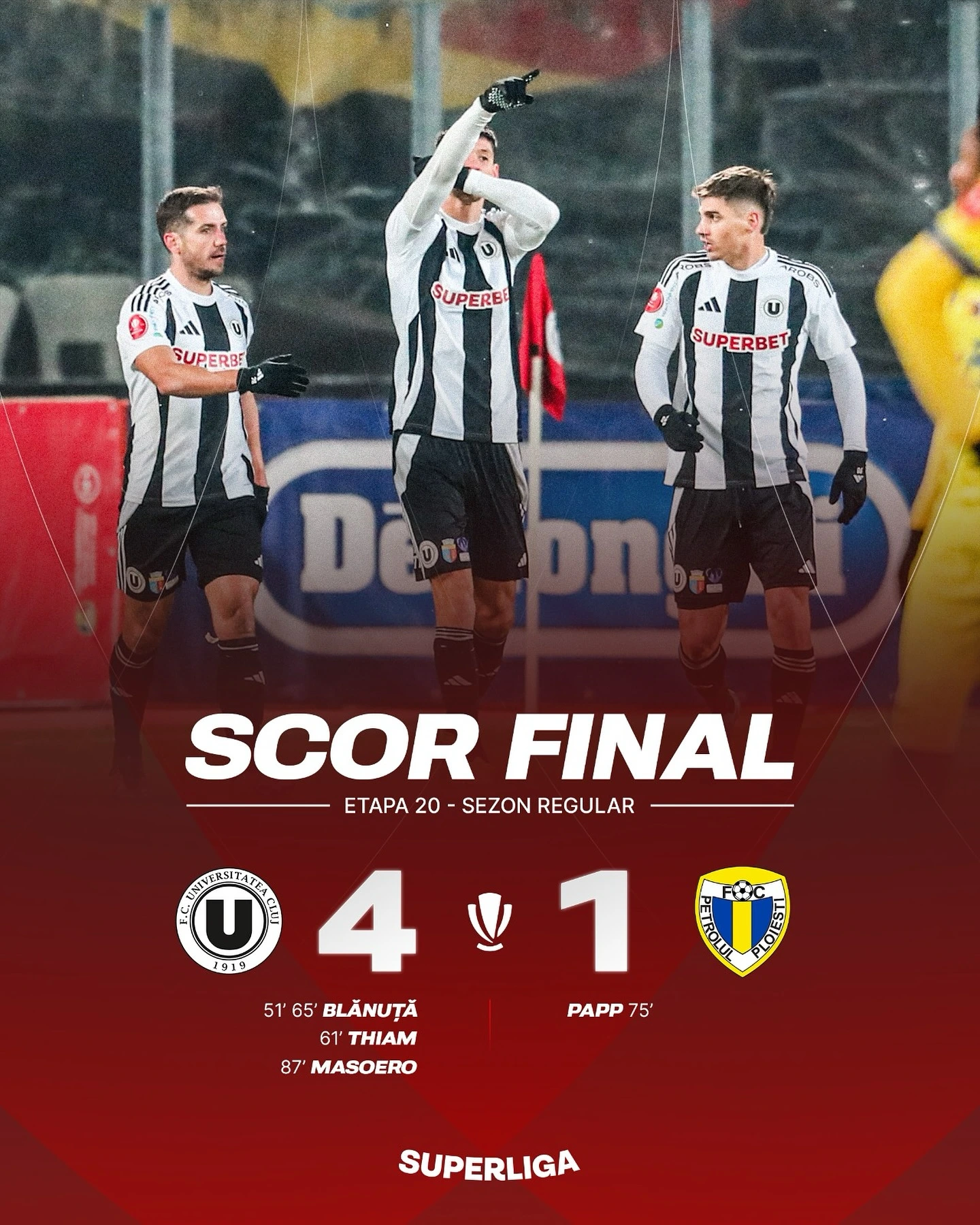 U Cluj - Petrolul Ploiesti 4-1 etapa 20 Superliga