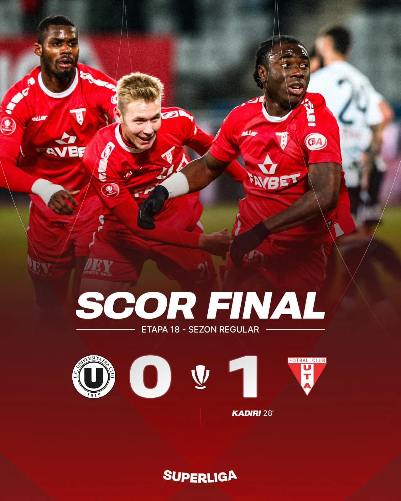 Universitatea Cluj - UTA Arad 0-1 etapa 18 Superliga