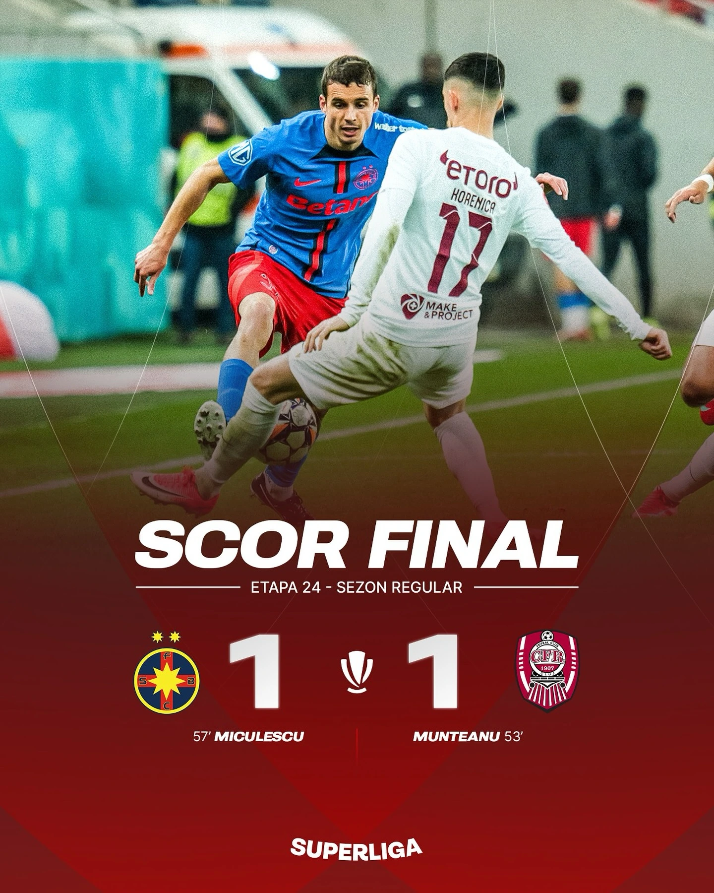 FCSB - CFR Cluj 1-1 etapa 24 Superliga