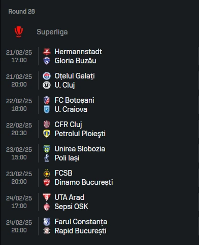 Programul etapei 30 din Superliga