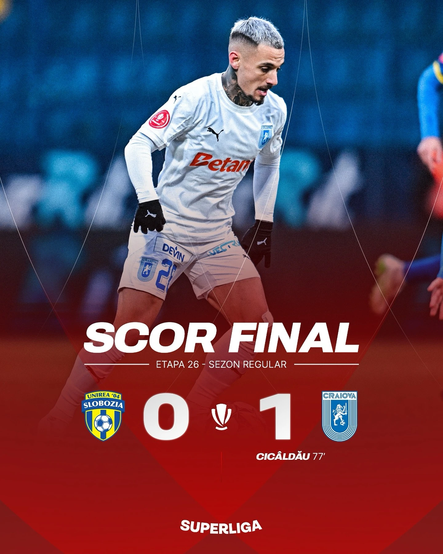 Unirea Slobozia - Universitatea Craiova 0-1 etapa 26 Superliga