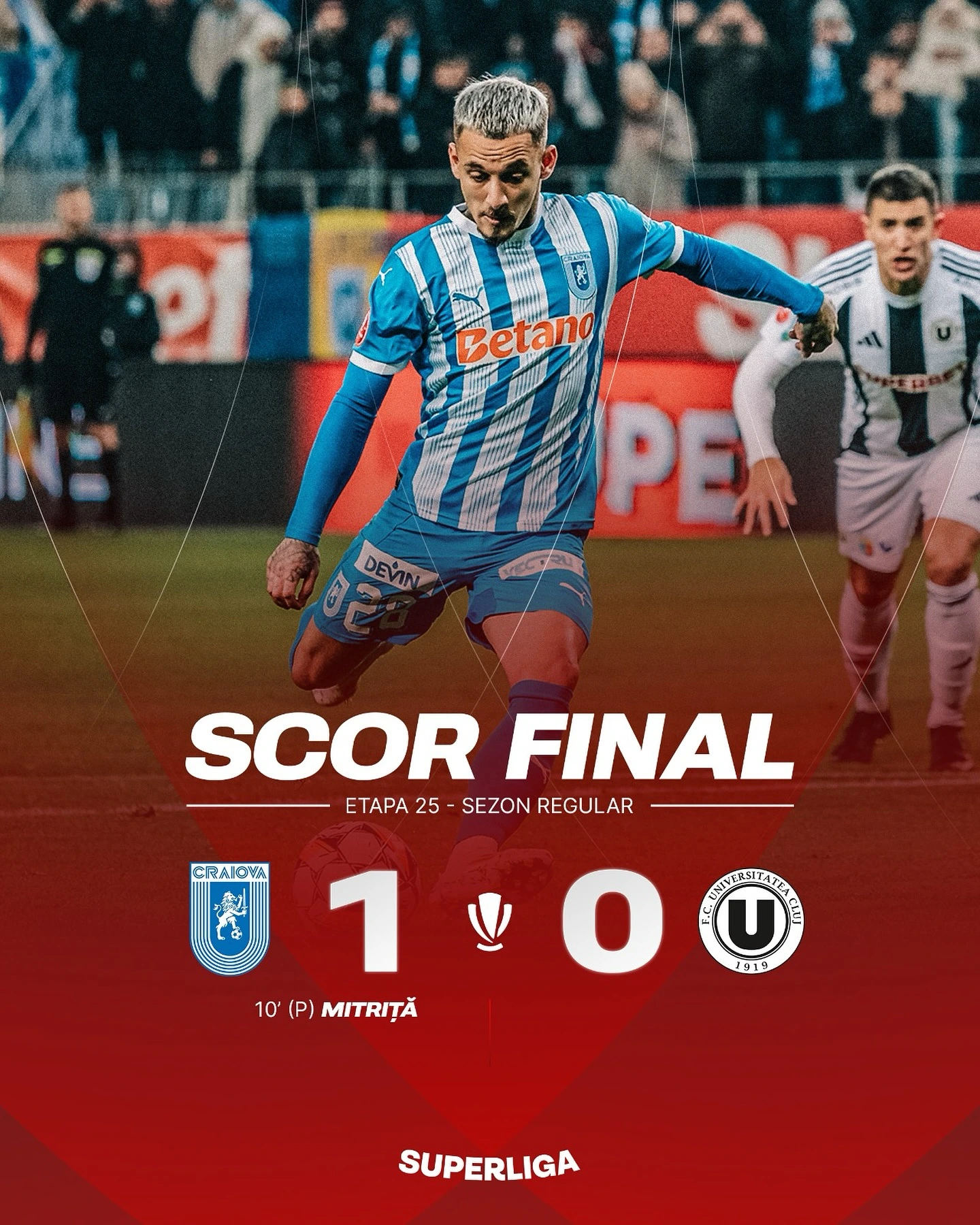 Universitatea Craiova - Universitatea Cluj 1-0 etapa 25 Superliga